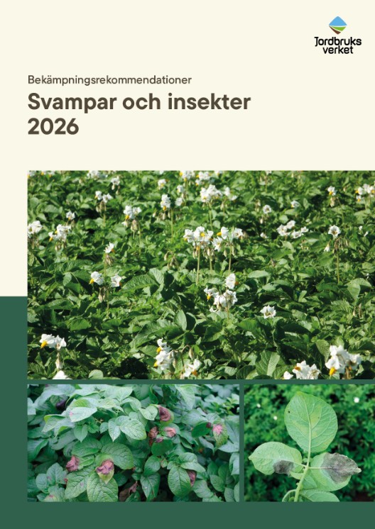 Framsida av skriften Bekämpningsrekommendationer Svampar och insekter 2026