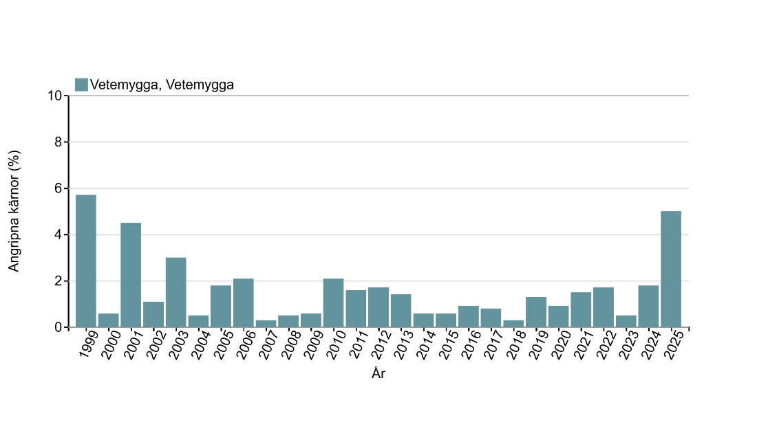 Procent angrepp av vetemygga